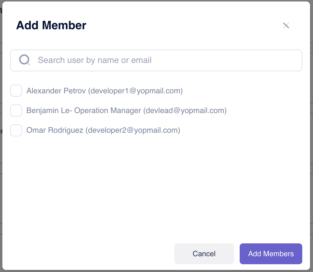 Add Member to Department Modal