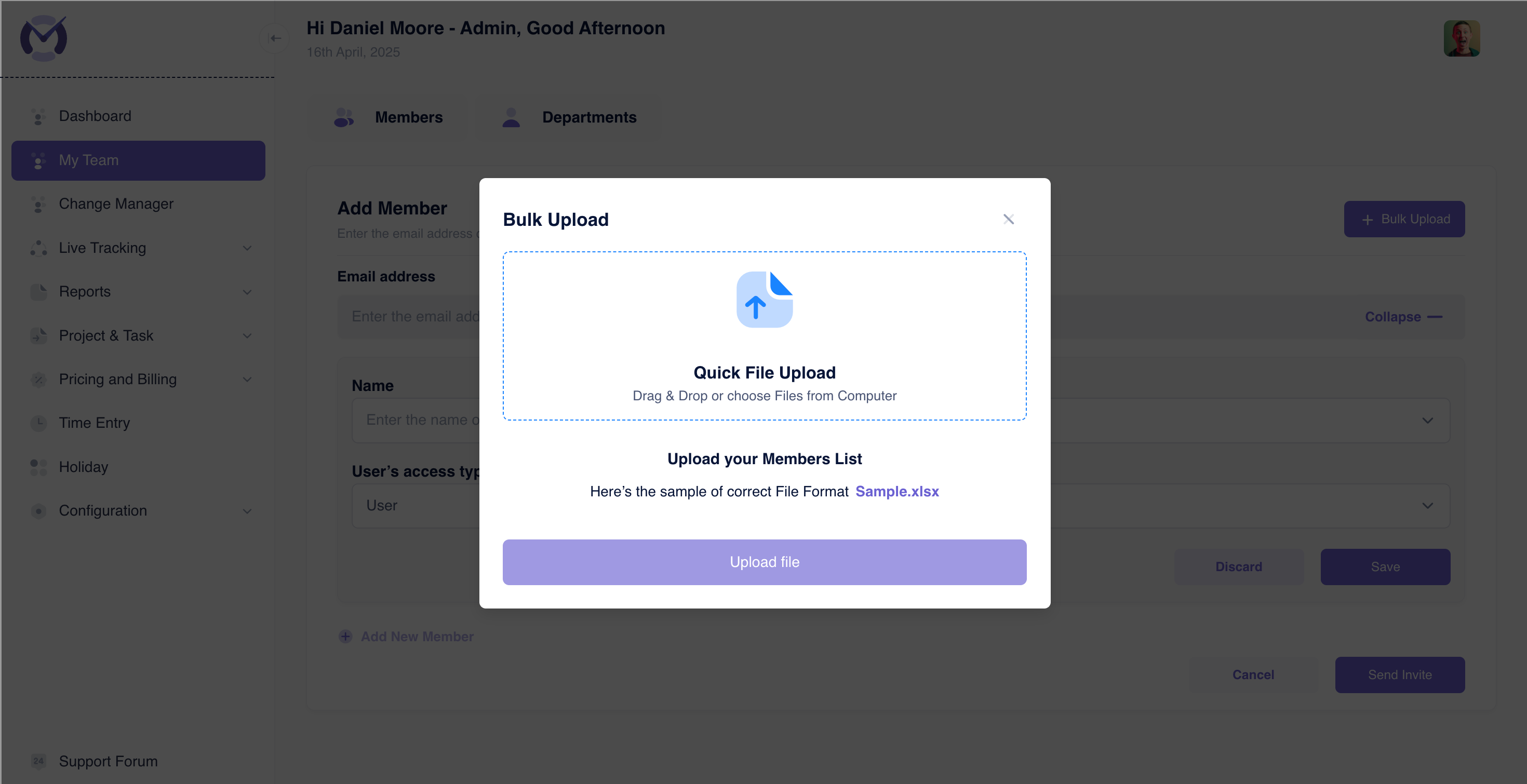 Bulk Upload Modal
