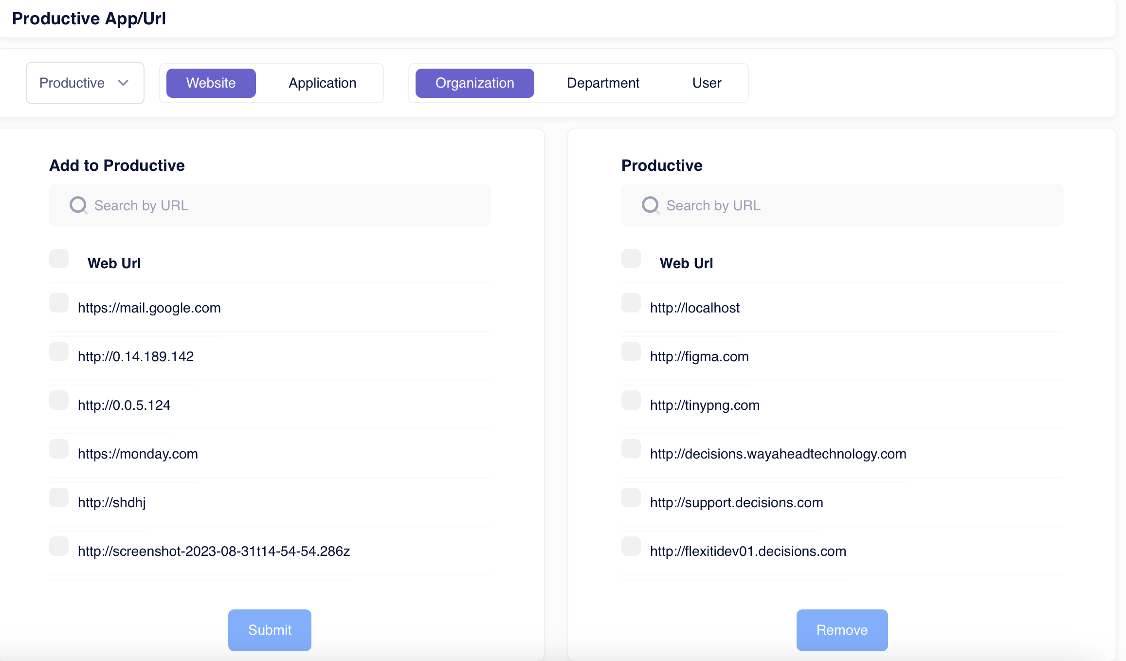 Configure Productive Apps/URLs