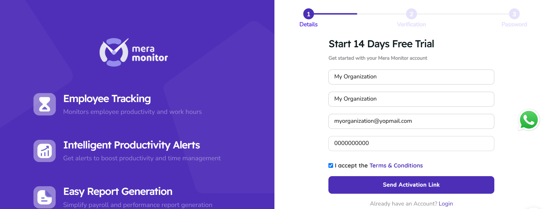 Step 1: Enter Organization Details